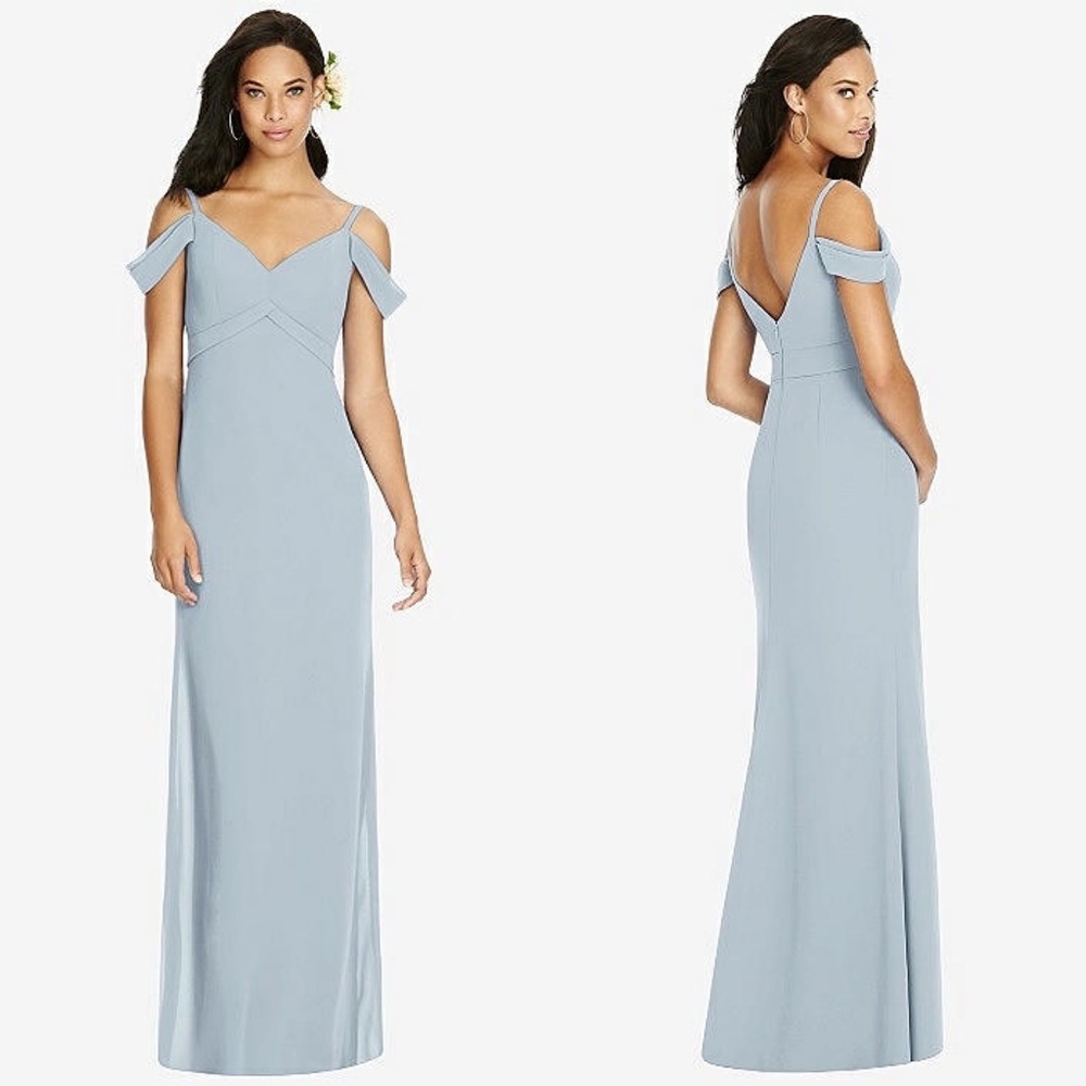 Social Bridesmaids Womens Maxi‎ Dress 4 Mist Blue 8183 Prom Fairy Off Shoulder